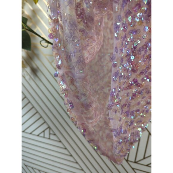 WOMEN'S Light Pink y2K Trendy Embroidery Sequins Top Cami Size Small READ - Picture 7 of 7